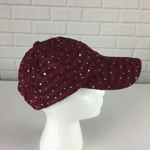 The Alabama Girl Accessories Maroon Shimmering Sequins Baseball Hat